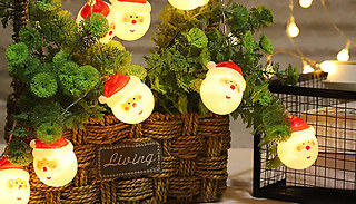 LED Santa Head String Battery Box Christmas Decoration - 2 Colours & 3 ...