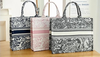 Embroidered Canvas Tote Bag - 3 Colours
