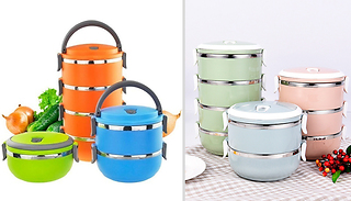 1, 2, 3 or 4-Layer Portable Thermal Insulated Food Container - 3 Colou ...