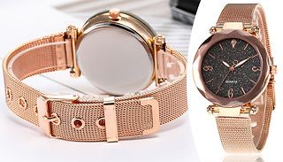 Rose Gold Silver Glitter Watch