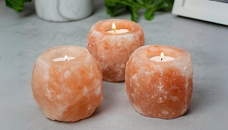 Set of 3 Himalayan Tealight Holders With Candles