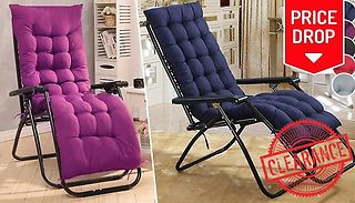 Sun Lounger Cushion Pad for Garden Recliner Chair - 5 Colours