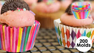 200 Disposable Paper Cupcake Cups Moulds