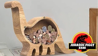 Wooden Jurassic Transparent Piggy Bank