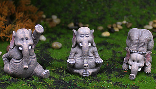3-Piece Yoga Elephant Resin Figurine Set