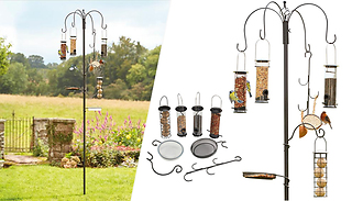 Metal Bird Feeding Stand With Water Bath