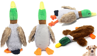 Soft Plush Squeaky Duck Dog Chew Toy - 3 Designs