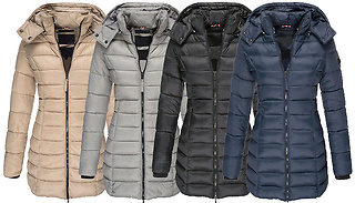 Women's Longline Quilted Parka - 6 Colours & 6 Sizes