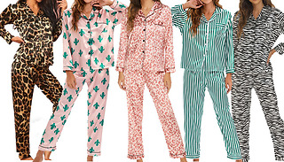 Two-Piece Women's Silk Satin Pyjamas Set - 5 Colours & 4 Sizes
