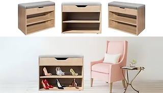 Wooden Shoe Storage Ottoman