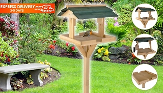 Free-Standing Wooden Bird Feeding Table