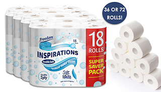 Freedom Inspirations 2-Ply Soft White Toilet Roll - 36 or 72 Rolls