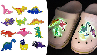 12x Glow-in-the-Dark Dinosaur Shoe Charms
