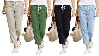 Women's Tie-Waist Casual Summer Trousers - 4 Colours & 5 Sizes