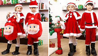 Santa Claus Party Outfits For Kids & Santa Bag - 6 Sizes