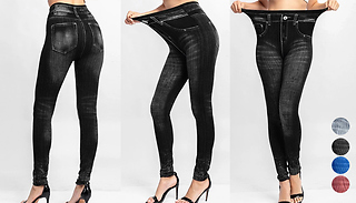Seamless High Waist Jean-Style Leggings - 4 Colours & 5 Sizes