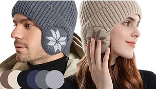 Knitted Beanie with Built-In Ear Warmers - 6 Colours