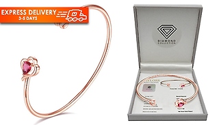 Genuine Diamond & Swarovski Love Rose Gold Bangle
