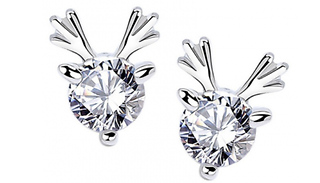 Silver Swarovski Crystal Reindeer Earrings