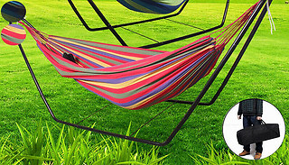 Double Striped Swing Hammock with Stand - 2 Colours