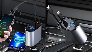 Retractable Dual-Wire Fast Phone Charger with 2 USB Ports - For Cars!