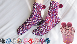 1 or 3-Pack Warm Fuzzy Cupcake Socks - 9 Colours