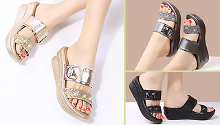 Women's Glittery Platform Sandals - 3 Colours & 6 Sizes