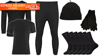 Full Body Black Thermal Clothes Set - 2 Options & 5 Sizes