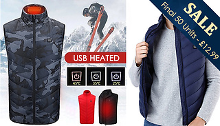 Unisex Thermal Electric USB Heated Gilet - 6 Sizes & 3 Colours