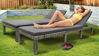 1 or 2 Rattan Adjustable Reclining Sunbed Loungers