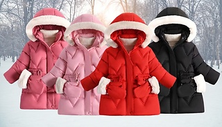 Kids Warm Winter Coat with Matching Mittens - 4 Colours, 7 Sizes 