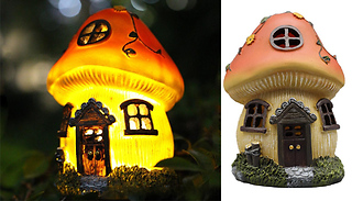 LED Mushroom Fairy Solar Light-Up Garden House