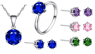 3-Piece Solitaire Jewellery Set With Crystals From Swarovski - 3 Colou ...