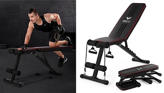 Foldable Training Weights Bench - Includes Resistance Bands!