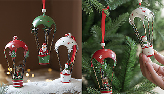 1 or 3 Hot Air Balloon Christmas Pendants - 3 Styles