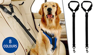 2x Adjustable Pet Safety Car Seat Belts - 8 Colours