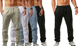 Men's Cotton & Linen Casual Pants - 4 Colours & 6 sizes