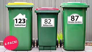 6 Personalised Wheelie Bin Stickers - 4 Designs