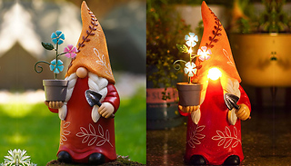 Solar-Powered Flowerpot Garden Gnome Ornament