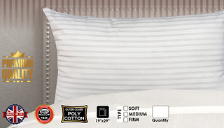 1, 2 or 4-Pack of Hollowfibre Hotel Striped Pillows - 4 Options
