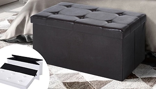 HOMCOM Foldable PU Leather Storage Ottoman - 2 Colours