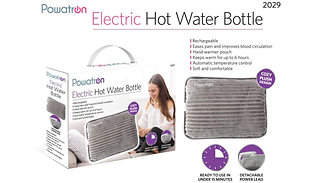 Powatron Electric Hot Water Bottle With Plush Grey Cover