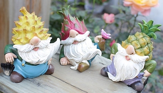 Resin Exotic Fruit Gnome Figurine Statues - 3 Designs