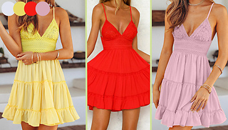 Boho Women's Strappy Lace Mini Dress - 6 Colours & 4 Sizes