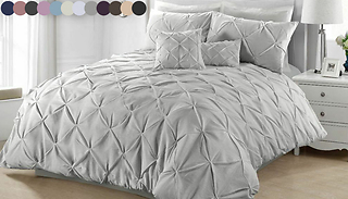 Eliza Pin Tuck Duvet Cover Set with Pillowcases & Optional Fitted Shee ...