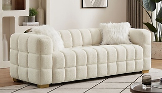 3 Seater Teddy Fleece Loveseat Sofa with 2 Pillows