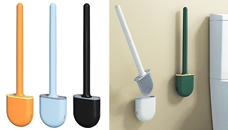 Wall-Mounted Flat Silicone Toilet Brush - 5 Colours