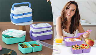2-Tiered Microwaveable Lunch Box - 3 Colours