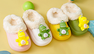 Kid's Dinosaur Fuzzy Slip-On Shoes - 4 Colours & 8 Sizes