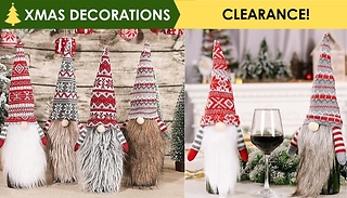 4-Pack of Christmas Gnome Wine Bottle Covers